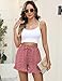 IECCP Ladies Shorts Summmer Casual Comfy Elastic Waist Ruffle Shorts Cute Fashion Pleated Short with Drawstring Red White Floral XXL