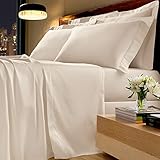 Lençol com Elástico Queen Percal 300 fios Platine Marfim1 peça