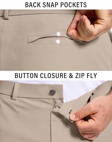 Men Golf Pants 30" Inseam 5 Pockets Slim Fit Stretch Lightweight Quick Dry Dress Chino Trousers for Work Casual4