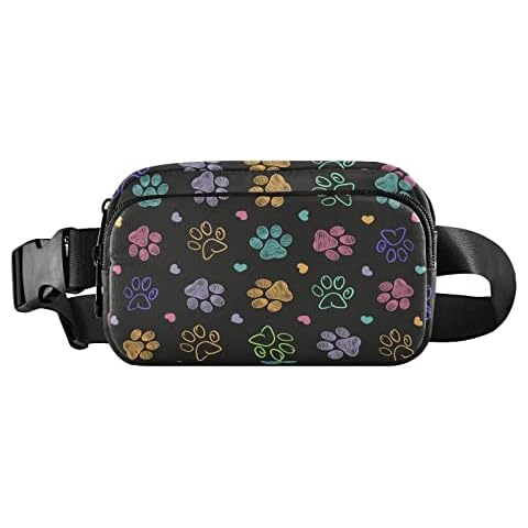 Selerdon Fanny Pack Colorful Cute Dog Paw Print Belt Bag for Women Men, Small Waist with Adjustable Strap Fashion Waist Packs Crossbody Bag Workout Running Travelling Hiking Cover