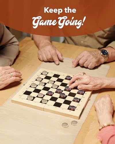 Wood Checkers with Stackable Ridge - Dark Brown/Natural