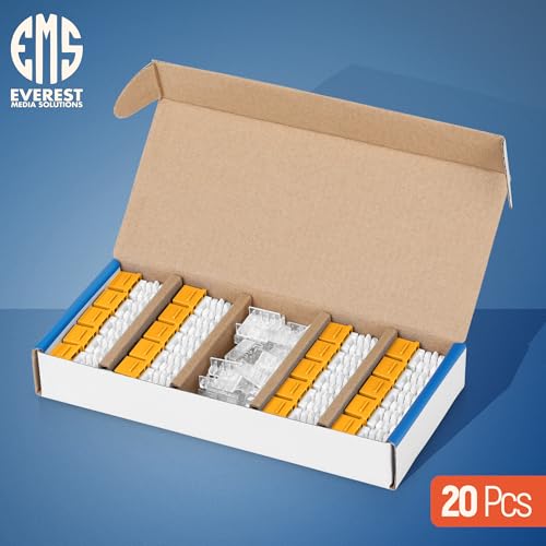 Image of Everest 90 Degree RJ45 Cat6 Keystone Jacks Slim Profile 20-Pack Yellow