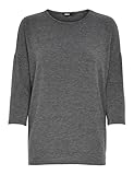 Suéter de Punto Delgado de Manga 3/4 Cuello Redondo elástico para Mujer ONLGLAMOUR, Color:Gris Oscuro, Talla:M