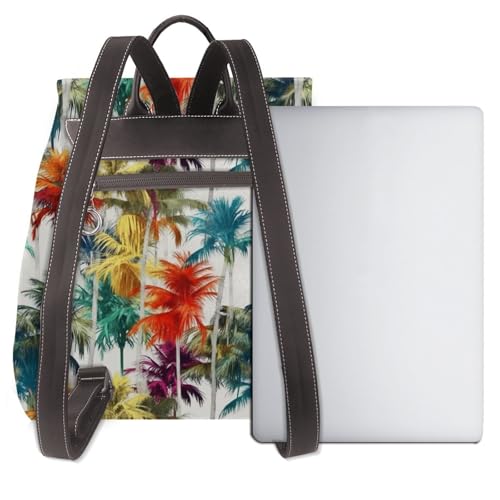 Tropical Hawaiian Palm Leaves Lightweight Daypack Bag Microfiber PU Leather Backpack for Travel Business Commute Gym3
