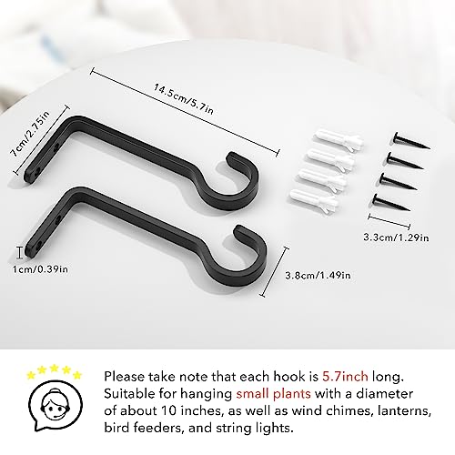 Heavy Duty 14.5cm Black Hanging Basket Brackets - 2 Pack 3 Heavy Duty 14.5cm Black Hanging Basket Brackets - 2 Pack - Image 3