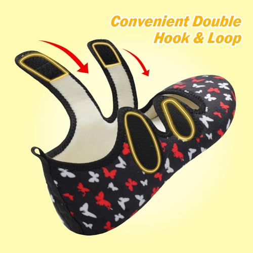 LeIsfIt Womens Slippers Adjustable Diabetic Slippers Wide Soft Arthritis Edema House Shoes Warm Fuzzy Slipper Socks with Rubber Sole4