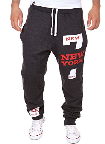 Cottory Men s Harem Casual Baggy Hiphop Dance Jogger Sweatpants Trousers Dark Grey X-Large