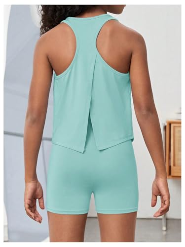Image of BEAUDRM Girl's 2 Piece Workout Outfits Crop Top and Shorts Athletic Sets | Activewear Sets，Dance Sets，Tumbling Outfits，Hip Hop Dance Outfits，Cheer Practice Outfits for Girls
