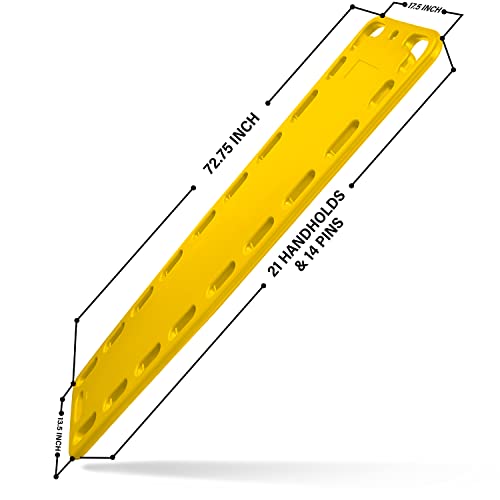 Spine Board Stretcher Backboard for Patient - EMT Backboard Immobilization Portable Patient Transport Rescue Lightweight PE Plastics Ambulance Stretcher Gurney, Yellow