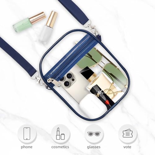 Image of Fibrdoo Clear Crossbody Purse Bag, Clear Bag Stadium Approved with Front Pocket for Concerts Sports Festivals