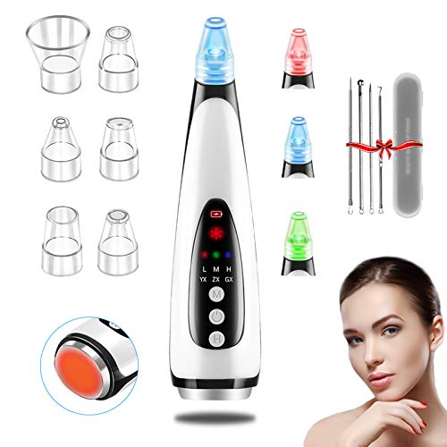 Preisvergleich Produktbild 2020 NeueTaessv Mitesserentferner Porenreiniger Vakuumsauger,USB Aufladung Wiederaufladbarer,LED Display,Blackhead Remover mit 6 Austauschbaren Reinigungsaufsätzen,3 Modi, 3 Arten Von Licht
