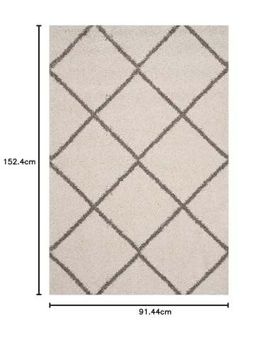 Image of SWEET HOMES Super Ultra Soft Shaggy Handcrafted Anti-Skid Silk Touch Rectangular Carpet. Size 3X5 Feet, Colour, Ivory /Beige, 152.4 Cm, 91 Cm