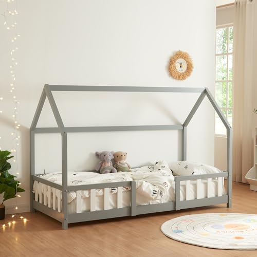 [en.casa] Kinderbett Sisimiut Hausbett Montessori 90 x 200 cm mit...