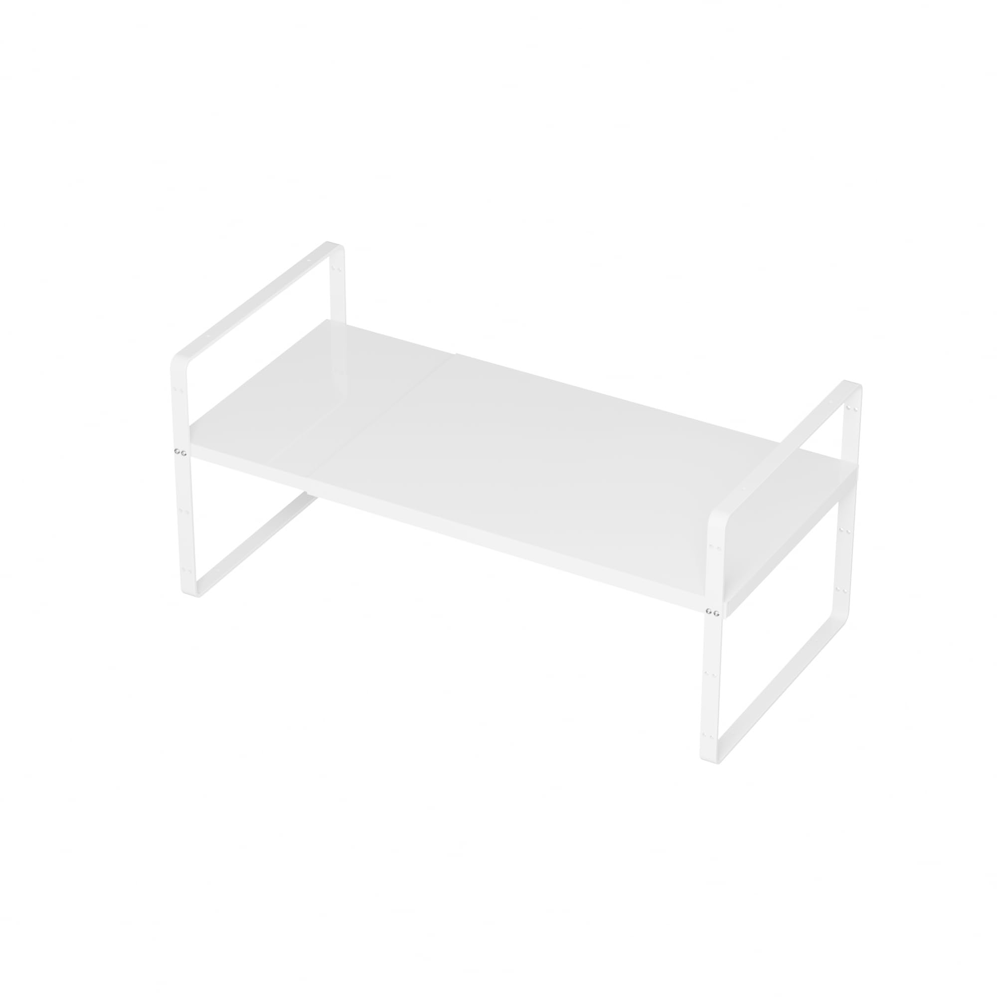 SANNO Lot de 1 étagère de cuisine extensible, grande étagère de comptoir empilable, étagère à épices, étagère de rangement pour garde-manger, blanc