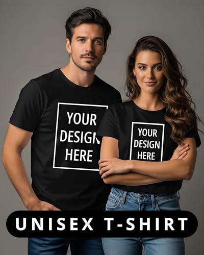 Image of Peppyzone Customised T Shirt for Men & Women | Cotton Unisex Personalised Photo & Text Printed Customized Tshirt | Custom Printing T-Shirt with Name, Logo, & Design