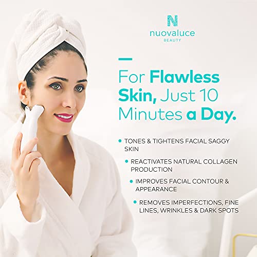 Nuovaluce Anti Aging Microcurrent & Red Light Therapy Device Set With Colloidal Silver Conductive Gel - Handheld Face Toning At-Home Machine To Reduce Wrinkles, Lift & Tone Facial Skin - Fda Cleared #TOP1