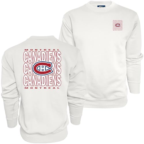 Blue 84 Montreal Canadiens NHL Officially Licensed Crewneck Sweatshirt Front/Back Curl White, Small