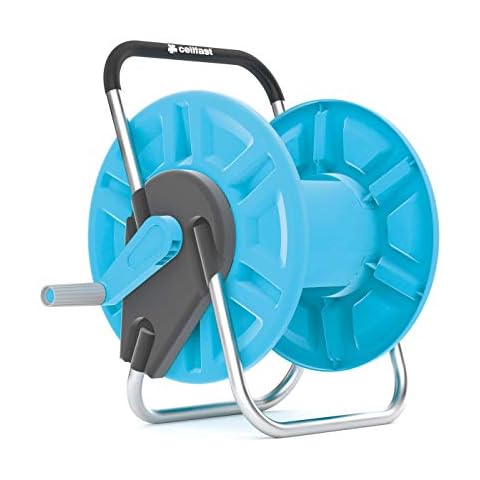 Cellfast Garden Reel ALUPLUS 1/2" 60m Aluminium Construction, Light, Convenient Transport and Storage of Hose, Prevents Twisting, 55-160, Blue Cover