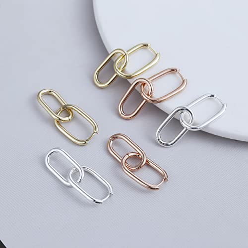 Kyerlyn Dainty Paperclip Huggie Hoop Earrings 14K Gold Plated Chunky Chain Link Earrings Simple Cable Link Earrings for Women4