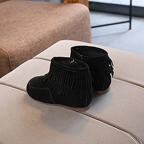 Baby Kids Fashion Girls Winter Ankle Boots Solid Leather Water Proof Zip Up Boots Flat Fringe Tassel Snow Boots3