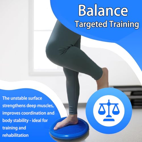 Image of Rancer Wobble Cushion Balance Disc with inflation Pump, Wiggle Seat | Core Strength Trainer, Extra Thick Non-Slip, Stability Training, Improve Sitting Posture For Sensory Kids, Adults