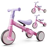 EveStone 5-in-1 Toddler Balance Bike & Tricycle, Learn-to-Ride Toy for 18 Months to 4 Years, Outdoor & Indoor Ride-On for Gross Motor Skills, Birthday Gift Bike for Girls 2-4 Year Olds – Pink