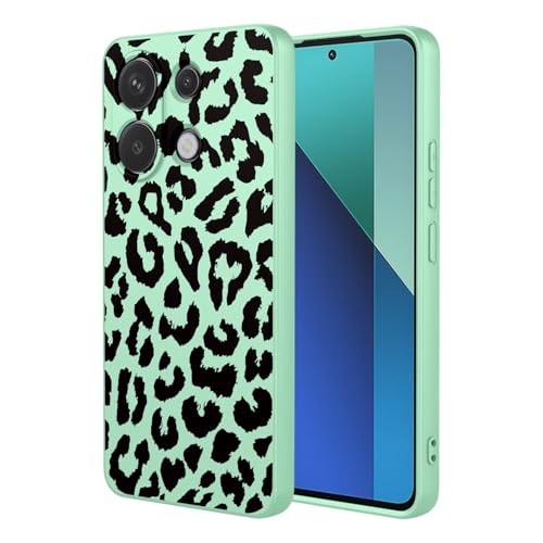 ESONG Leopardato Cover per Xiaomi Redmi Note 13 4G Custodia Sottile Liquido Carina Aesthetic Disegno Print Motivo per Donne Ragazze Morbida Antiurto menta silicone tpu
