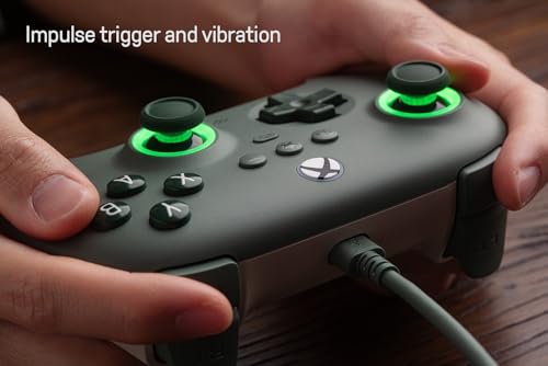 8Bitdo Ultimate C Wired Controller with RGB Lighting Fire Ring - Dark Green | Officially Licensed, Hall Effect Joysticks, Hall Trigger, 3.5mm Audio Jack, for Xbox Series X|S, Xbox One, Windows 10/11 - Image 6