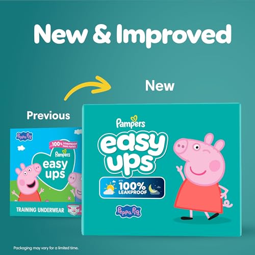 Image of Easy Ups Girls & Boys Potty Training Pants, Size 7 (5T6T), 15 Count, Peppa Pig Absorbent Training Underwear, Up to 100% Leakproof Day and Night, Hypoallergenic (Packaging May Vary) (Pack of 4)