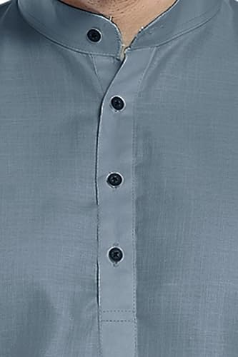 Image of DIVISIVE Men's Plain Cotton Blend Linen Slim Fit Kurta Pyjama Set