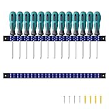 Reniteco 2 Pack Wall-Mounted Screwdriver Organizers with Screws - Heavy-Duty ABS Plastic Tool Holder for Screwdrivers, Wrenches, Piers - Garage Workshop Storage (Blue,2 PCS)