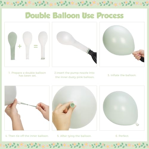 Image of Pastel Balloon Arch Garland Kit 154pcs, Double Stuffed Light Green Sage Green Purple Yellow Macaron Pink Balloons Arch Kit for Wildflower Baby Shower Wedding Birthday Party Decorations