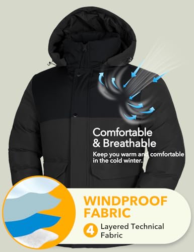 Image of GEMYSE Men's Warm Winter Puffer Coats Windproof Insulated Jacket with Detachable Adjustable Hood
