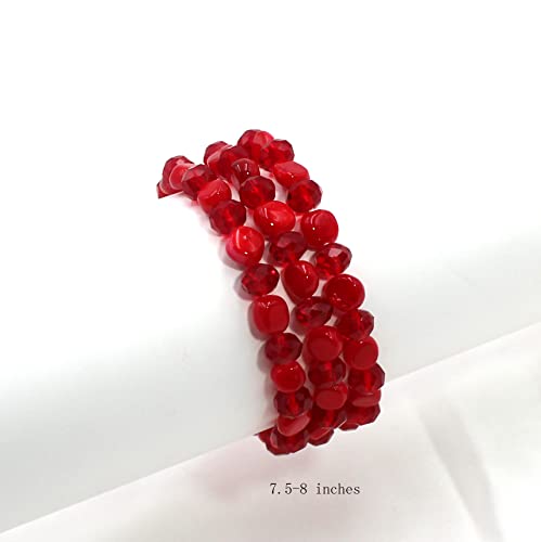 Jules D.Multi Rows Stackable Stretch Bracelet Colorful Shell Glass Boho Bracelets Trendy Costume Jewelry Gifts for Women2