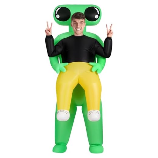 AYBUY Disfraz Inflable Alien Hinchable, Adulto Inflable Disfraz Verde Aliendivertido, Traje Extraterrestre De Globo Ocular De Gran, Traje Marciano para Halloween y Carnaval, Cosplay