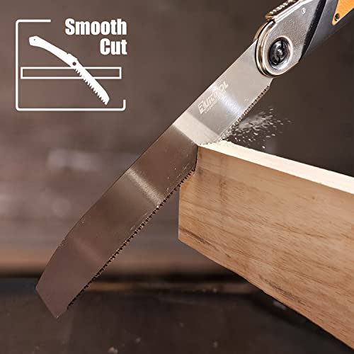 Image of RUITOOL Japanese Pull Saw - 8 inch Foldable Hand Saw with Flexible SK5 Blade, 14TPI, Folding Kataba for Woodworking