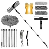 4.3M Limpiacristales, Kit de Limpiacristales con Guantes de Goma, Cepillo para Limpiar Ventanas Altas, Espejos de Baño y Cristales de Coche, Gris