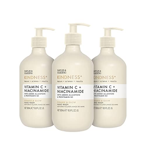 Baylis & Harding Kindness + Vitamin C & Niacinamide, Orange & Mango Fragrance, 500 ml Cleanse & Glow Hand Wash (Pack of 3)