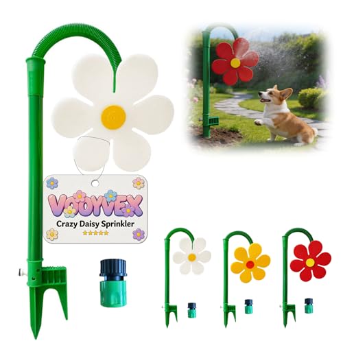 Crazy Daisy Flower Sprinkler 2026 Upgrade 360 Rotating Water Sprinkler for Yard Lawn & Garden Fun Outdoor Irrigation Tool for Plants & Pets (White)
