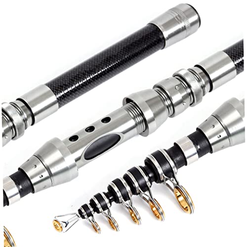 Angelrute Meer Angelrad Teleskopstange Rolle Combos Tragbare 2.1m Glasfaser Angelkolben Silber 2 Stücke – Bild 3
