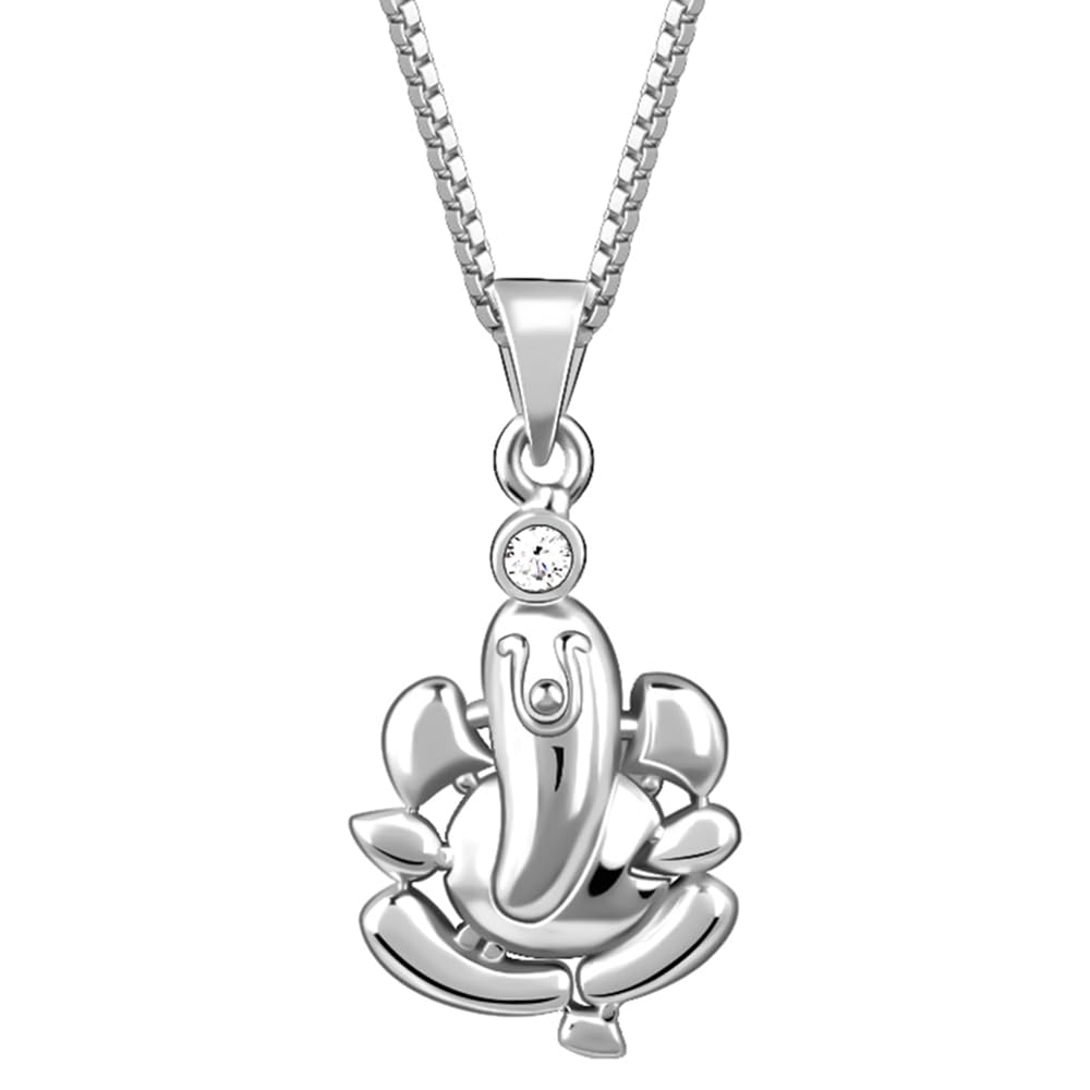 925 Silver Ganapathi Pendant with Link Chain For Him| Pendant to Gift Men & Boys| With Certificate of Authenticity and 925 Stamp | 6 Months Warranty*