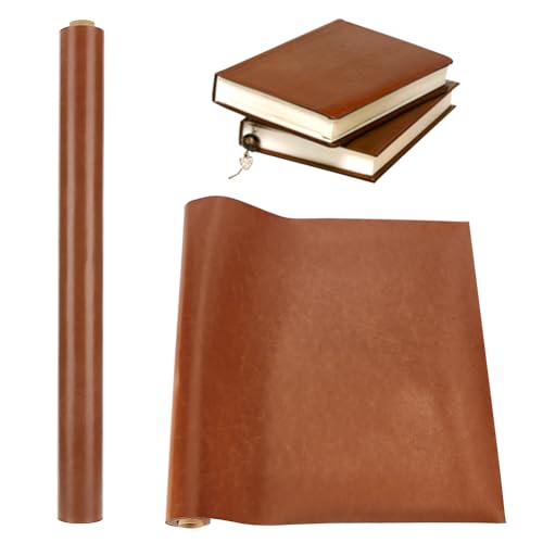 OLYCRAFT 120x43cm Braune Kunstleder Bucheinband Tuch Bucheinband 0.7mm dick Kunstleder Buch Tuch Leder ähnliche Bucheinband für Buchbinderei Geschenk Box Machen DIY Handwerk