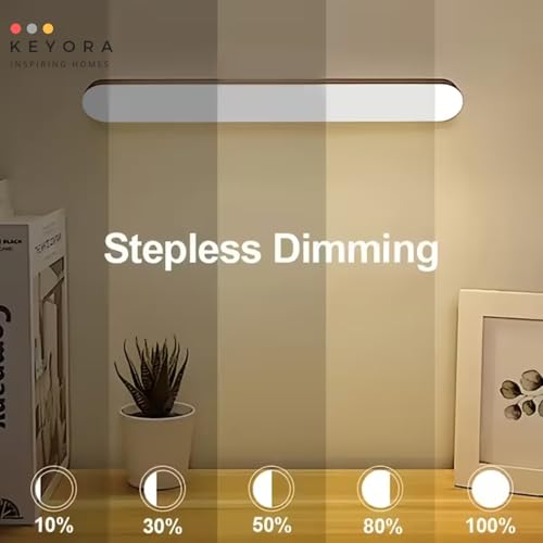 Image of KEYORA Slim LED Under Cabinet Lamp with Curved Edge, 3-Color Dimmable Modes, 1200mAh Battery, USB Rechargeable Magnetic Mount LED Light Bar for Kitchen, Closet, Wardrobe & Bedroom Lighting
