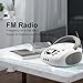LONPOO CD Players Portable Boombox with FM Radio/USB/Bluetooth/AUX Input and Earphone Jack Output, Stereo Sound Speaker & Audio Player,White