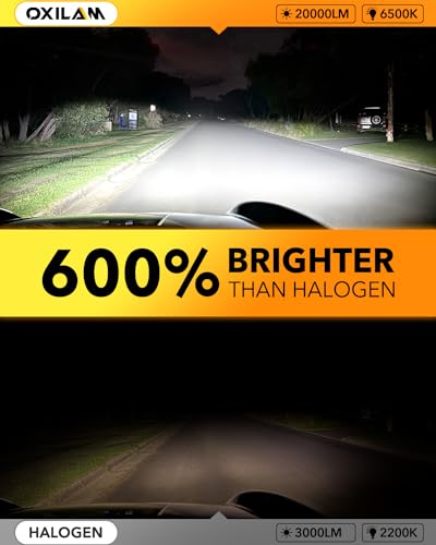 Image of OXILAM H11 Bulb, H8 H9 Fog Light Bulb, 6500K Light Bulb 20000LM Brighter H11, Non-polarity, Plug and Play, IP68, Pack of 2