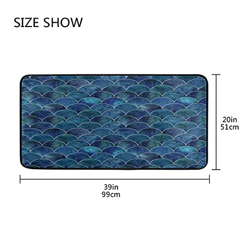 Kitchen Rugs Fish Mermaid Scales Non-Slip Kitchen Mats Bath Runner Rug Doormats Area Mat Rugs Carpet For Home Decor 39" X 20" #TOP5
