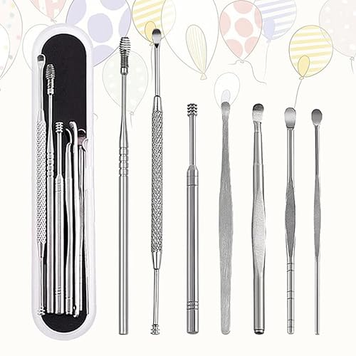 Image of Healeved 7pcs Wax Remover Tool Cleaner Kit Scoop Spoon Earwax Removal Tools Storage Box