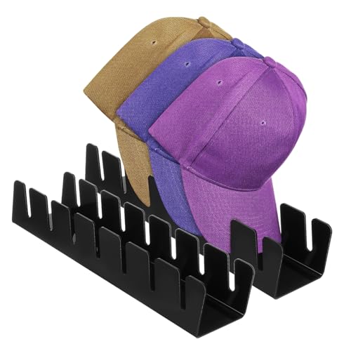 TOPPERFUN 2 Piezas estante de almacenamiento de sombreros soporte de sombrero organizador de sombreros para gorras de beisbol tapa estante de gorras de beisbol titular de sombrero Negro