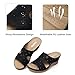 TEMOFON Women Wedge Sandals Dressy: Black Low Platform Sandal Size 9 Womens Comfortable Wide Width Leather Sandals Woman Casual Slip on Wedge Summer Shoes
