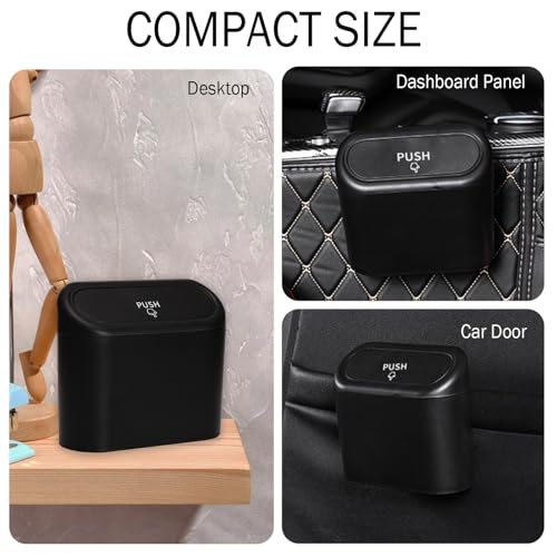 Image of Car Trash Can with Lid, Mini Auto Garbage Bin Organizer, Automotive Storage Container, Suitable for Vehicle, Home, and Office